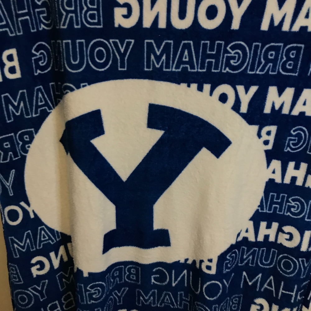 Logo Brands Brigham Young University BYU Cougars Polyester Blue Throw Blanket - Picture 15 of 16